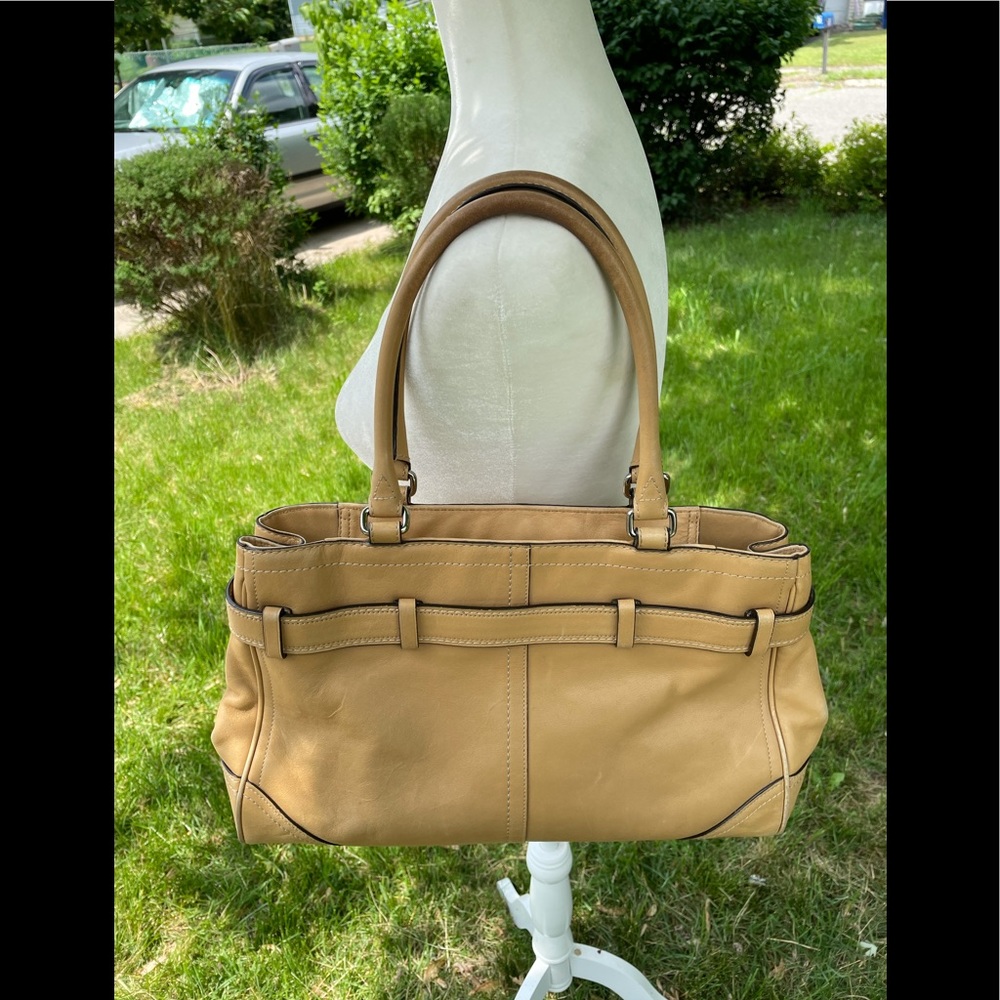Coach’s Vintage Tan Belted Genuine Leather Satchel - Picture 2 of 16
